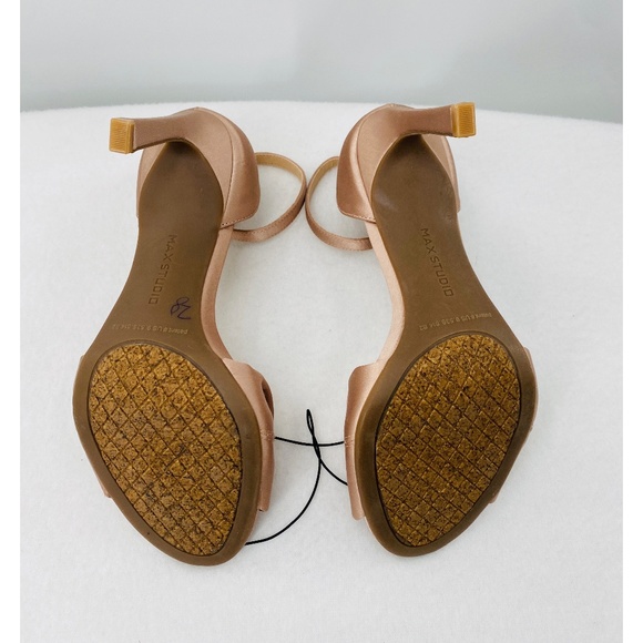 Max Studio Rarima2 Crystal Studded Bow Open Toe Blush Ankle Strap Heel - Picture 6 of 9